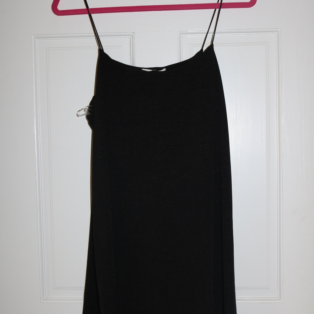 Jersey cotton spaghetti strap little black dress